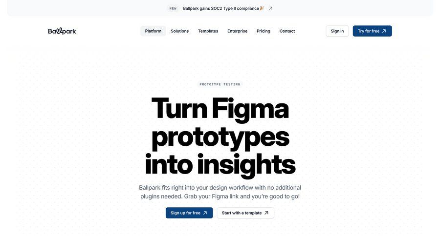 Ballpark
			 insight product update features alternatives marketing website design checkout screen check out ui page example