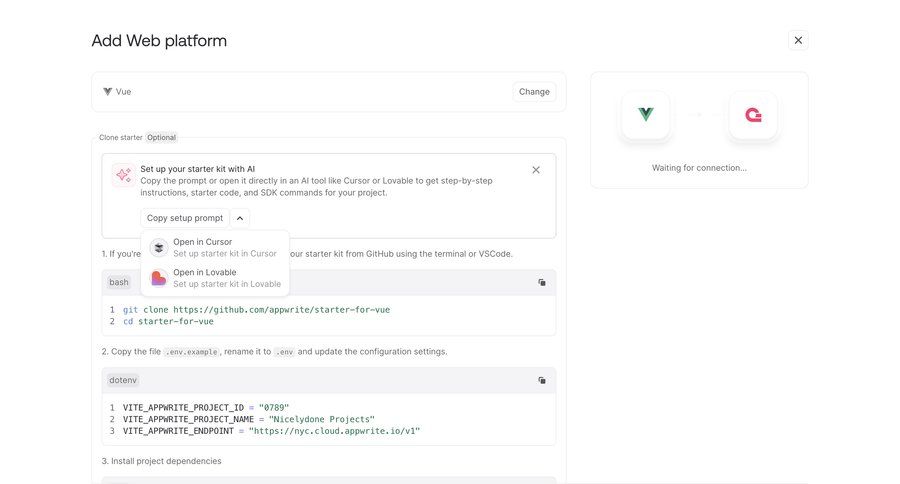Appwrite
			 code snippet ui page example