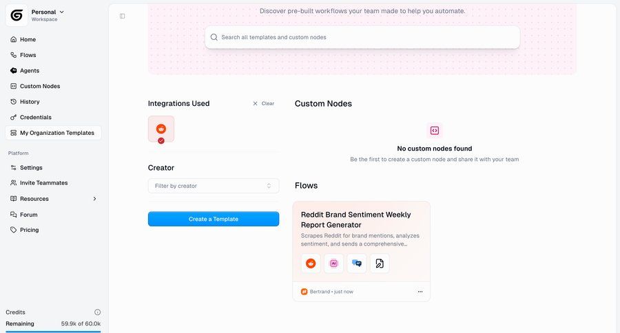Gumloop
			 workflow automation team workspace search results template library ui page example