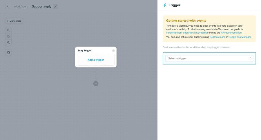 Vero
			 configuration grid workflow automation workflow builder workflow automation workflow creation customer engagement workflow configuration workflow editor video editor sidebar setup ui page example