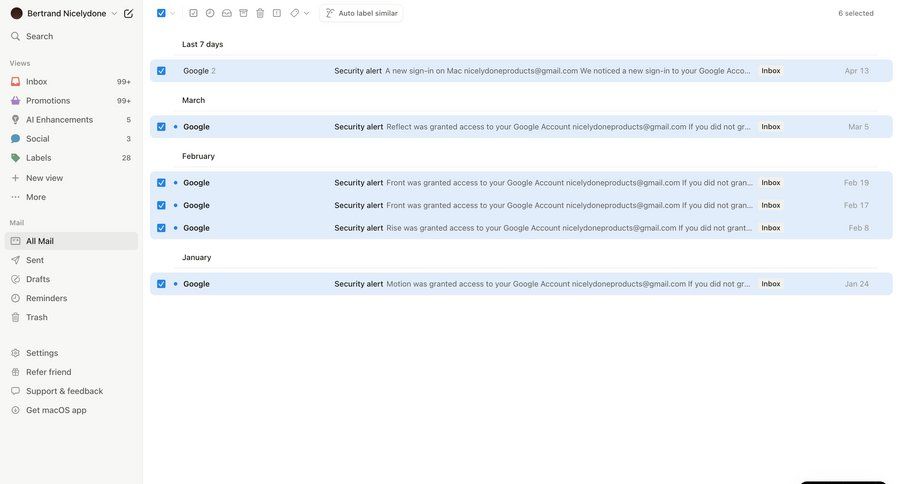 Notion Mail
			list bulk actions sidebar navigation account management automation email management email inbox bulk import bulk delete bulk archive security lists ui page example
