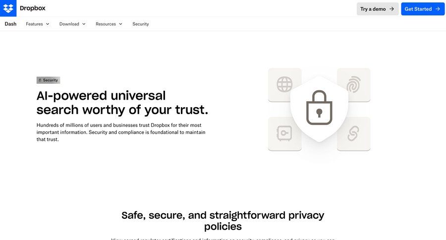 Dropbox
			 document list manage links audit log security download accordion search results ui page example