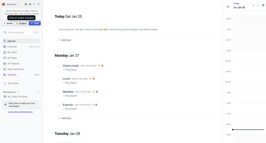 Motion
			 task management sidebar navigation onboarding workspace management timeline view task completion schedule sidebar menu task management dashboard time management ui page example