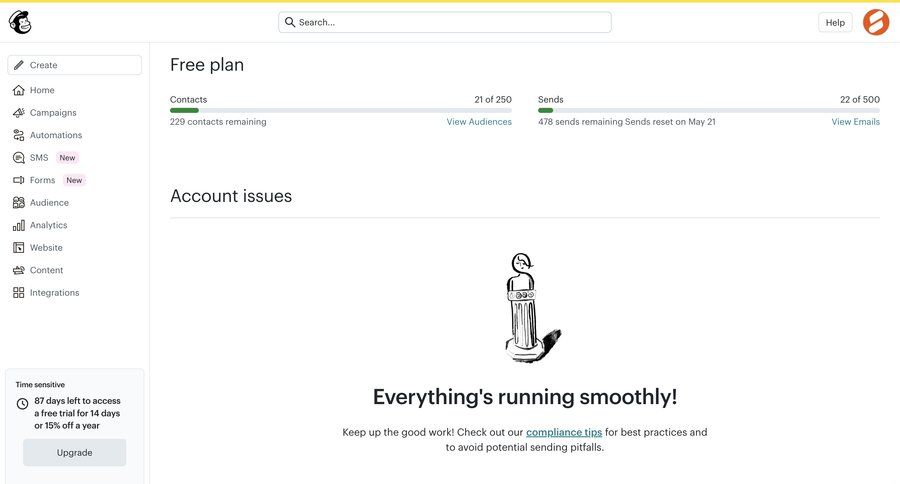 Mailchimp
			 empty state illustration ui page example