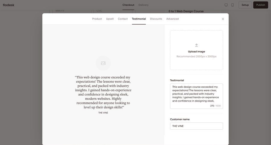 Flodesk
			 upload image file upload modal file uploader upload media testimonials case studies customer stories ui page example