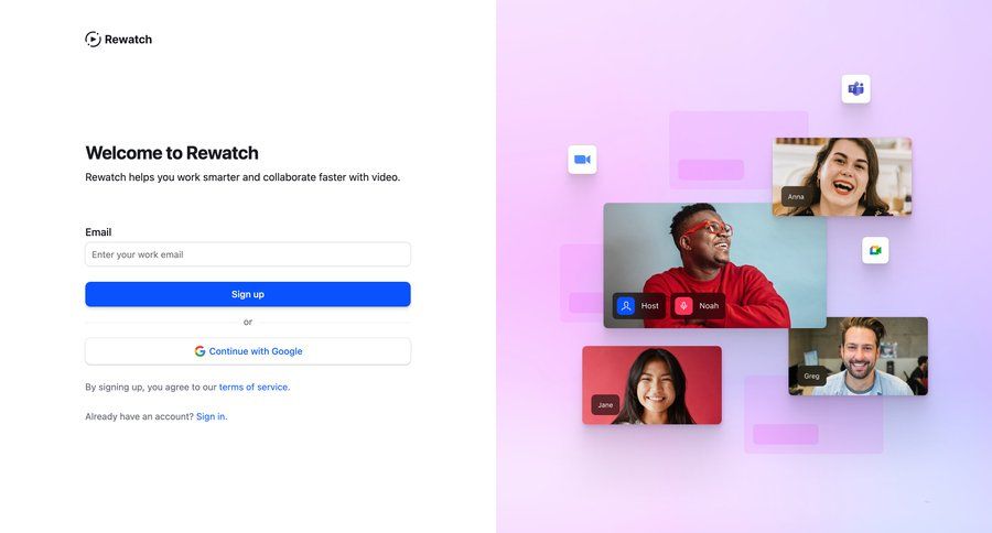 Rewatch
				signup page example