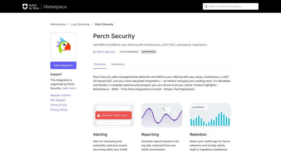 Auth0
			 audit log integration ui page example