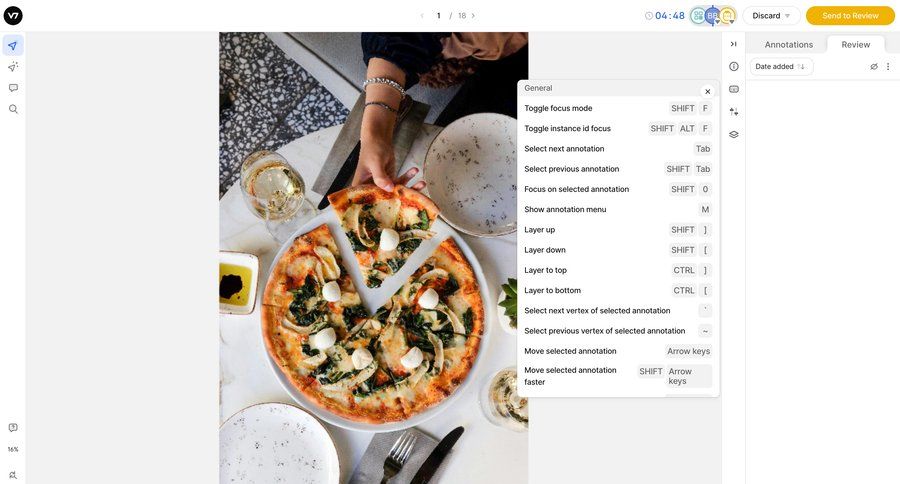 V7
			 artificial intelligence machine learning dropdown filters sidebar menu image gallery media gallery photo gallery media assets keyboard shortcuts review edit mode command k ui page example