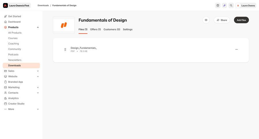 Kajabi
			 content management settings sidebar navigation file upload file management content sharing file list screen sidebar download modern ui page example