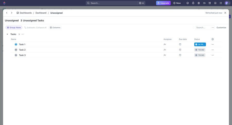 ClickUp
			 task management project management menu task management dashboard table project dashboard ui page example