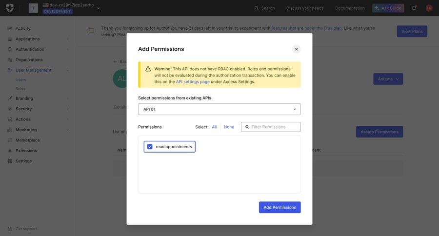 Auth0
			 modal screen sidebar navigation user management form user access control permission management api management user permissions radio group security alert collaborators group members permissions ui page example