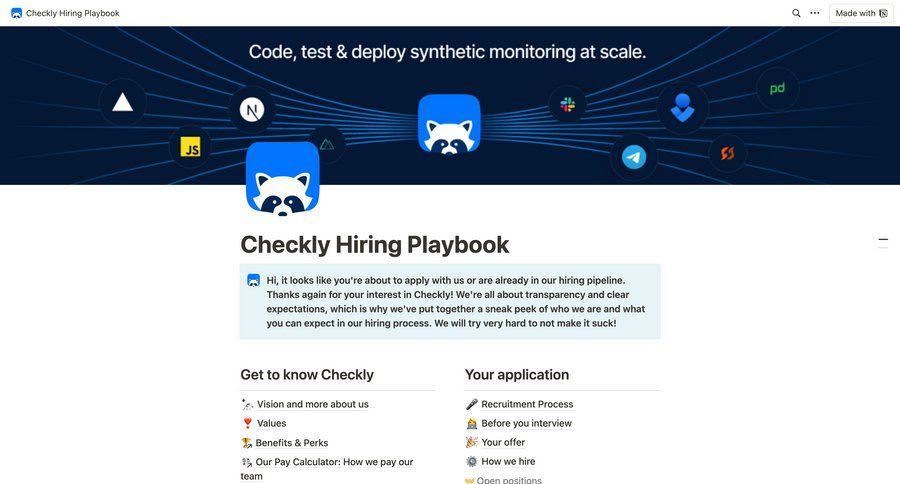 Checkly
			about & company mission values careers career jobs job ui page example
