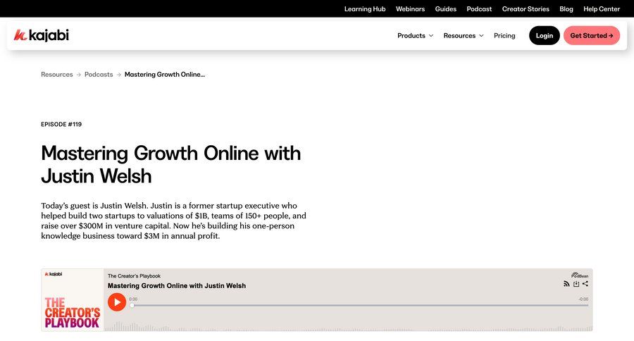 Kajabi
			 detail view info view ui page example
