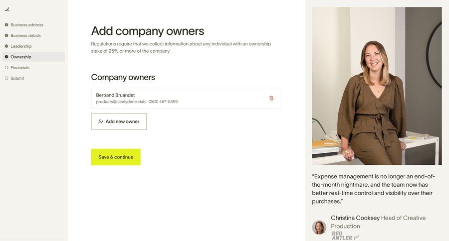 Ramp
			 user management onboarding form finance right sidebar three-column grid data entry collaborators group members ui page example