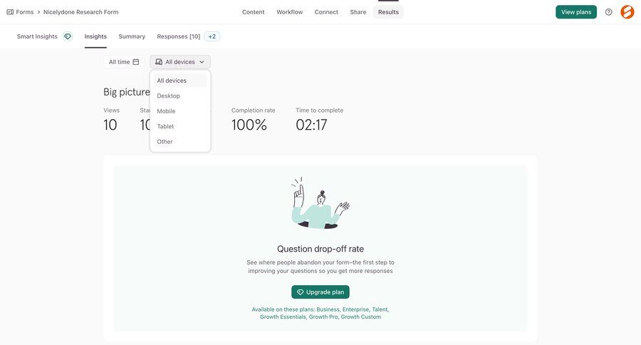 Typeform
			 kpi dashboard ui page example