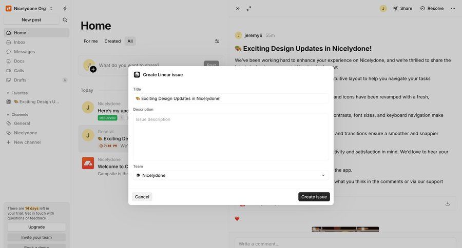 Campsite
			 modal screen collaboration team collaboration sidebar navigation project management form issue tracking sidebar collaborators group members ui page example
