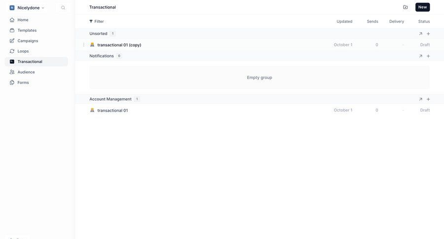 Loops
			 email management ui page example