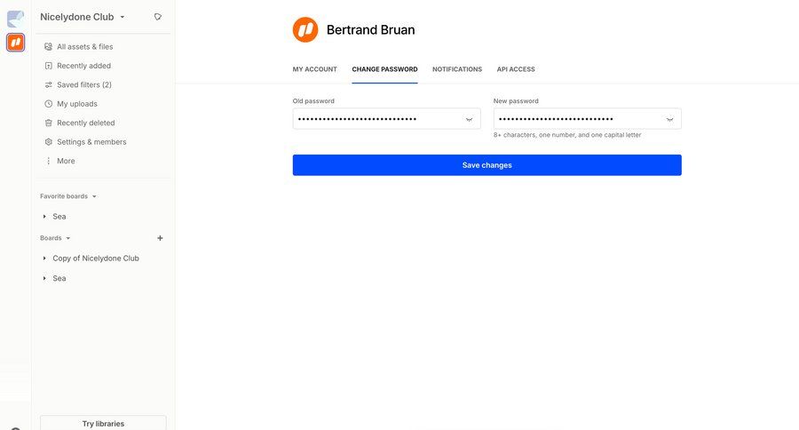 Air
			 settings form account settings password management save changes security change password ui page example