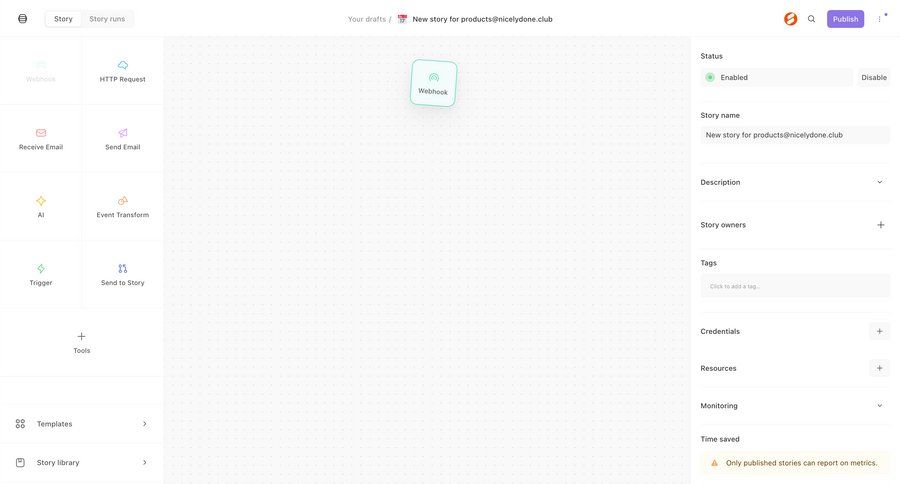 Tines
			 configuration sidebar navigation grid automation editor workflow automation expandable sections drag and drop wysiwyg sidebar create integration ui page example