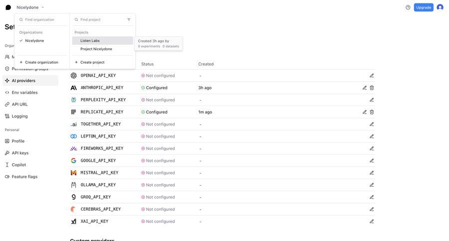 Braintrust
			 configuration settings sidebar navigation artificial intelligence delete list management api management sidebar create menu modern table edit mode ui page example