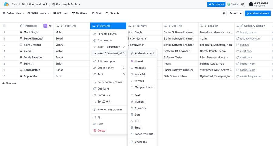 Clay
			 data grid b2b saas ui page example