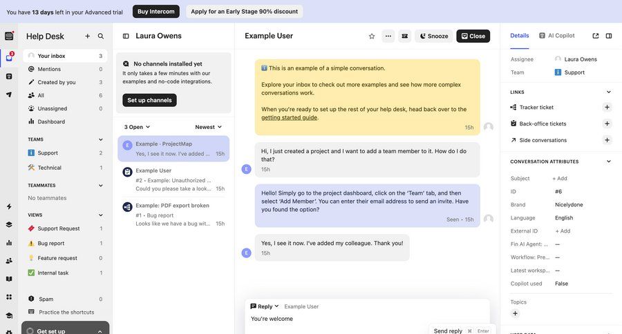 Intercom
			 sidebar navigation hierarchical content three-column grid conversational interface dropdown filters sidebar communication menu modern check out conversational customer support chat contextual help option menu ui page example