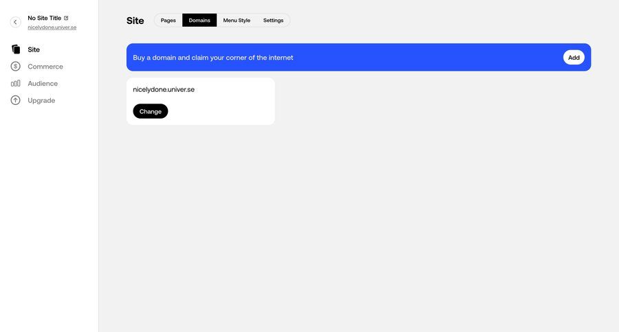 Universe
				settings ui page example