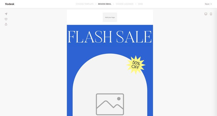 Flodesk
			 editor design full-screen layout wysiwyg announcement ui page example