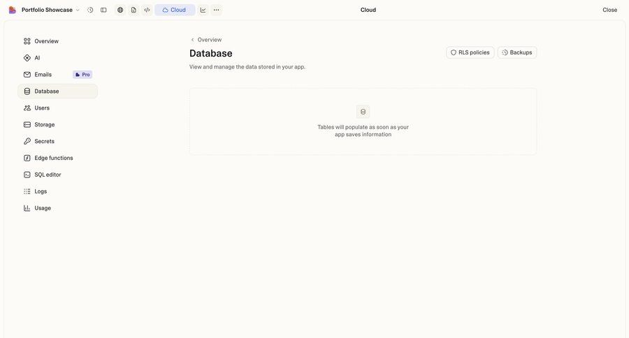 Lovable
			 database management ui page example