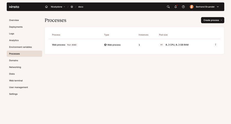 Kinsta
			 application management ui page example