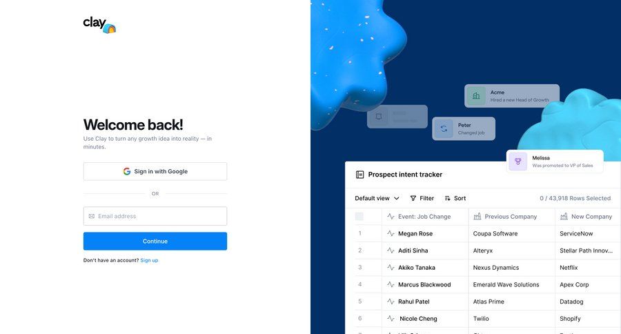 Clay
				signin page example