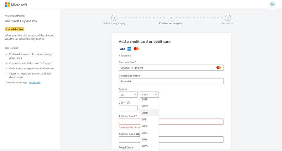 Copilot
			 account management onboarding form subscription management payment processing ui page example