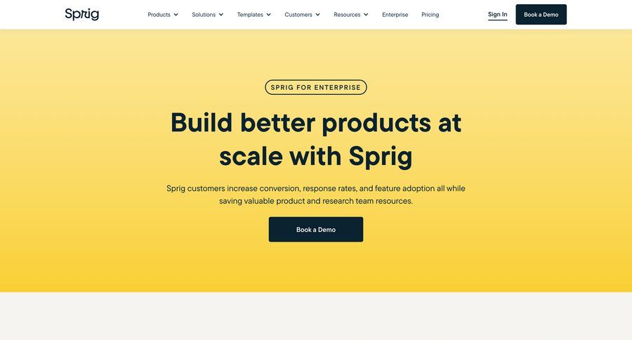 Sprig
			 user role features enterprise real-time editing ui page example