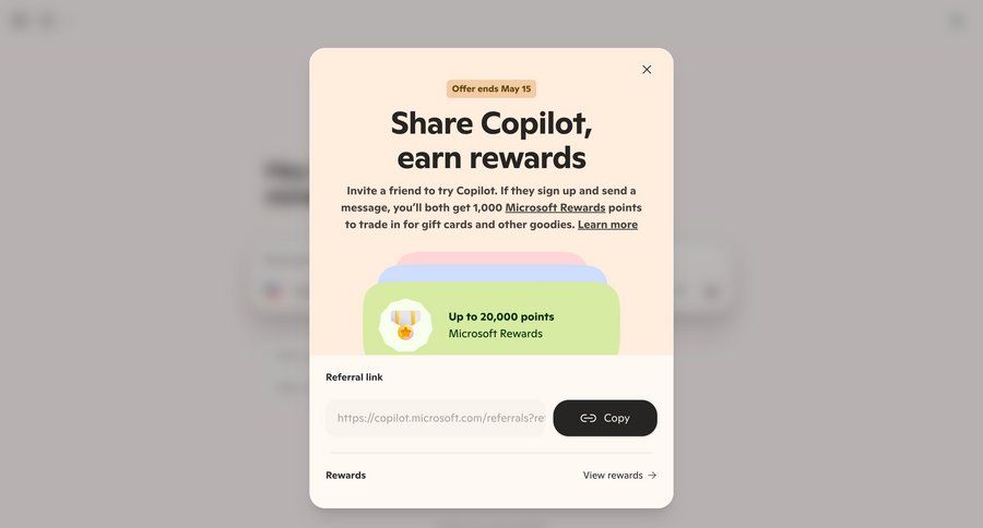 Copilot
			share referral & invite your friends modal & popover call to action ui page example