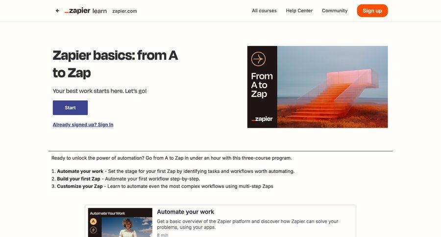 Zapier
				onboarding ui page example