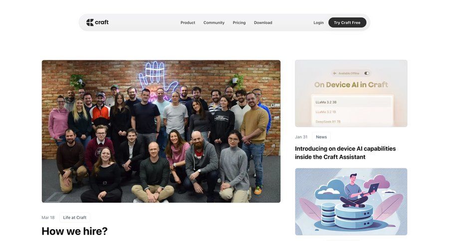 Craft
				blog ui page example