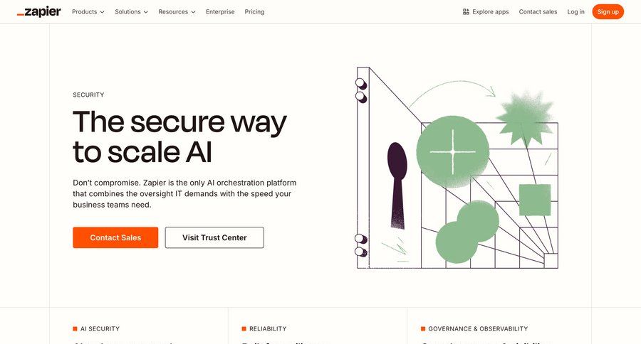 Zapier
			 data privacy gdpr compliance enterprise security ui page example