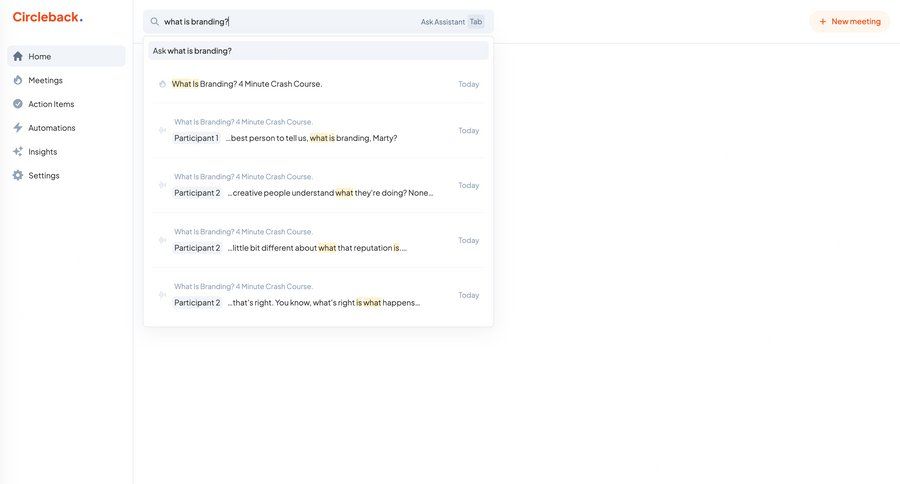 Circleback
			 search bar search suggestions search results ui page example