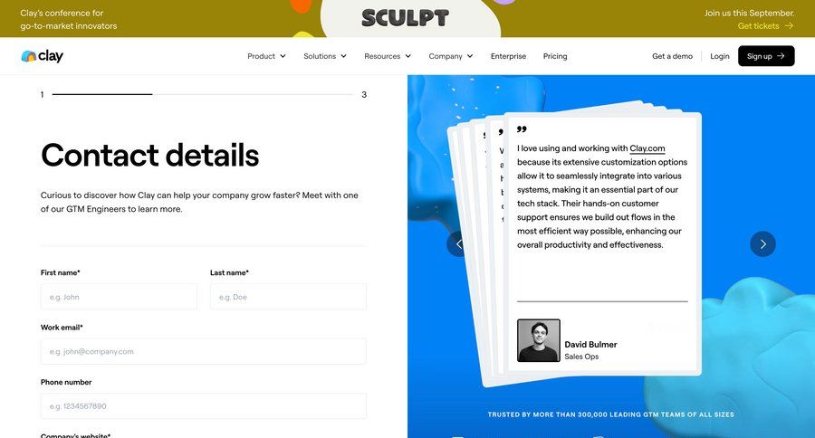 Clay
				contact ui page example