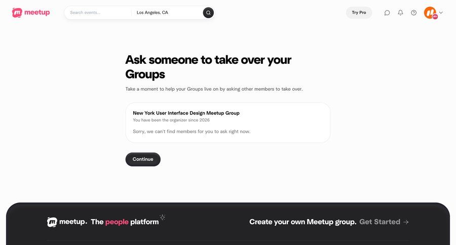 Meetup
			 account settings empty state message ui page example