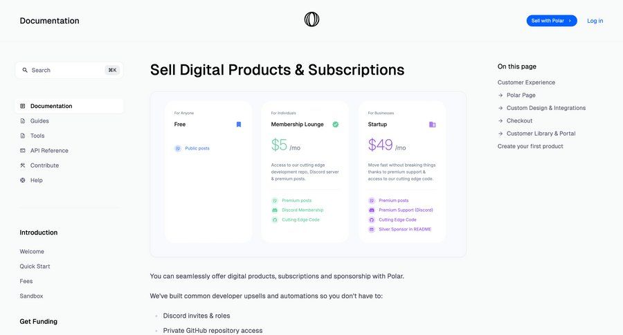 Polar
			 coming soon free tier billing history doc documentation docs quick keys transaction history version history newsletter signup ui page example