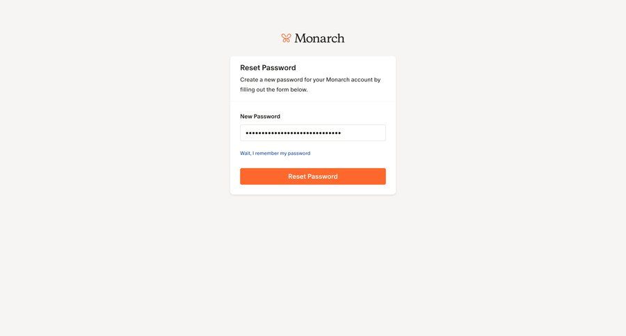 Monarch
				password reset page example