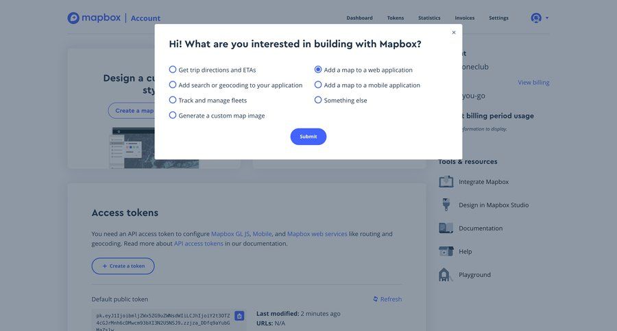 Mapbox
				onboarding page example