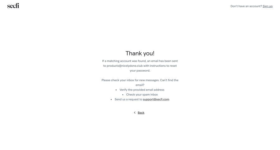 Secfi
			 account management finance confirmation confirmation screen authentication login security connection auth signin login page signup confirmation confirmation message ui page example