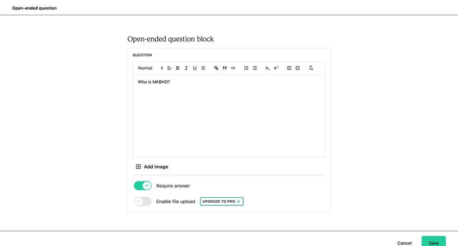 Teachable
			 settings form file upload form building create rich text ui page example