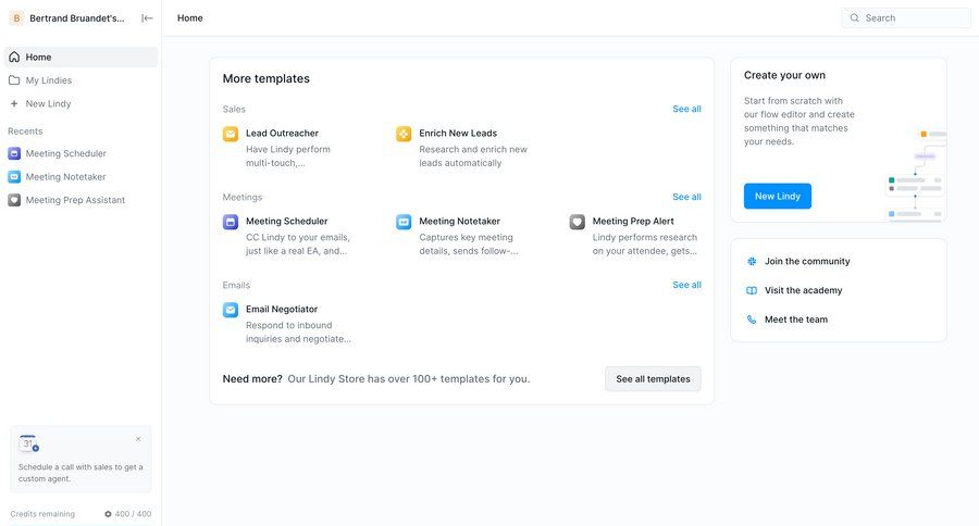 Lindy
			 dashboard account management grid templates template library template selection sidebar quick actions progress bar card layout ui page example