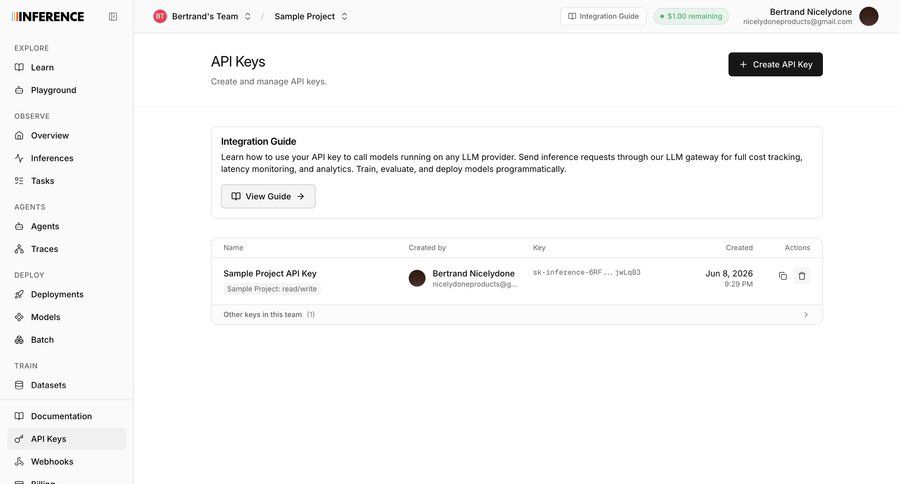 Inference
			 developer portal ui page example
