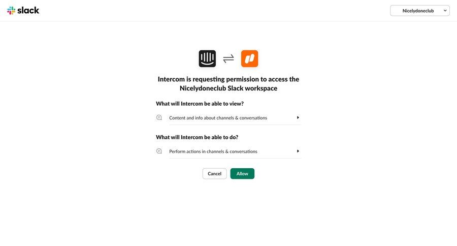 Intercom
			integrations request access security integration access control permissions contextual help ui page example