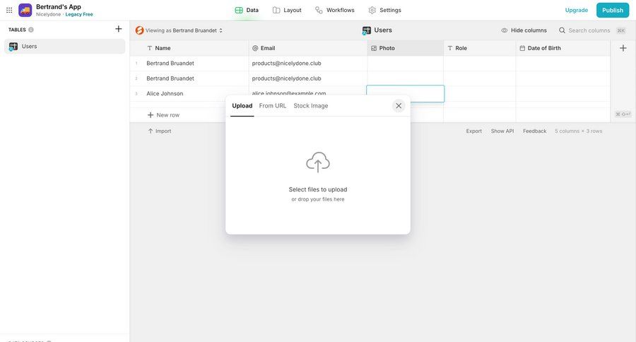 Glide
			list modal & popover upload table data management file upload data entry upload file table ui page example
