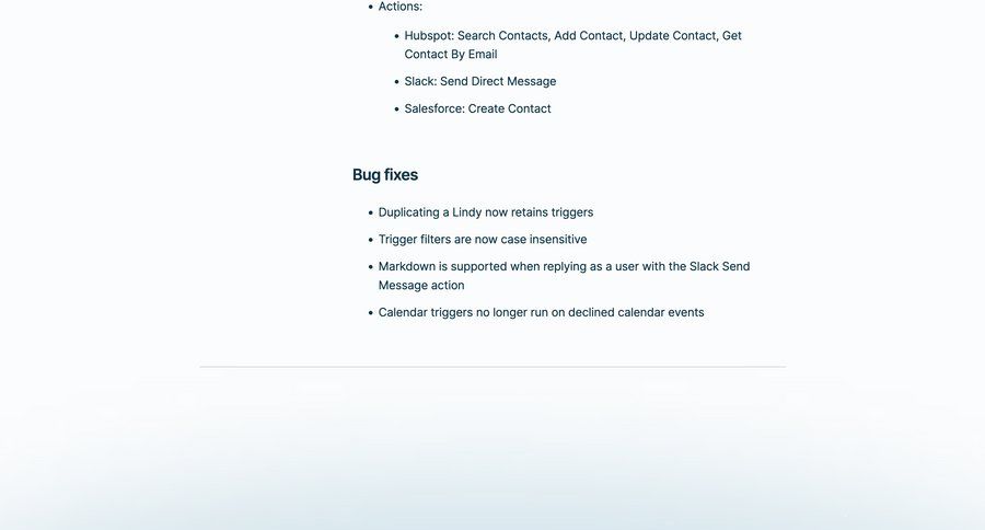 Lindy
				changelog (product) ui page example